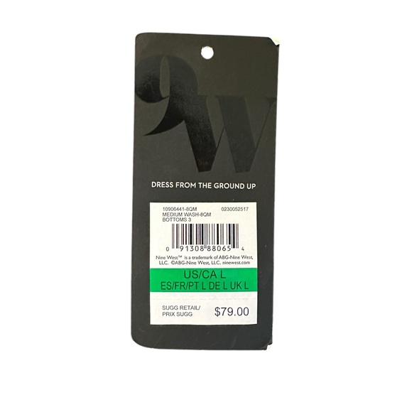 NINE WEST high rise chambray pull on elastic waist cargo jogger pants sz Large - Picture 6 of 7